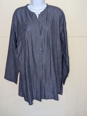 Eileen Fisher Linen Cotton Overshirt / Shacket in Navy Blue